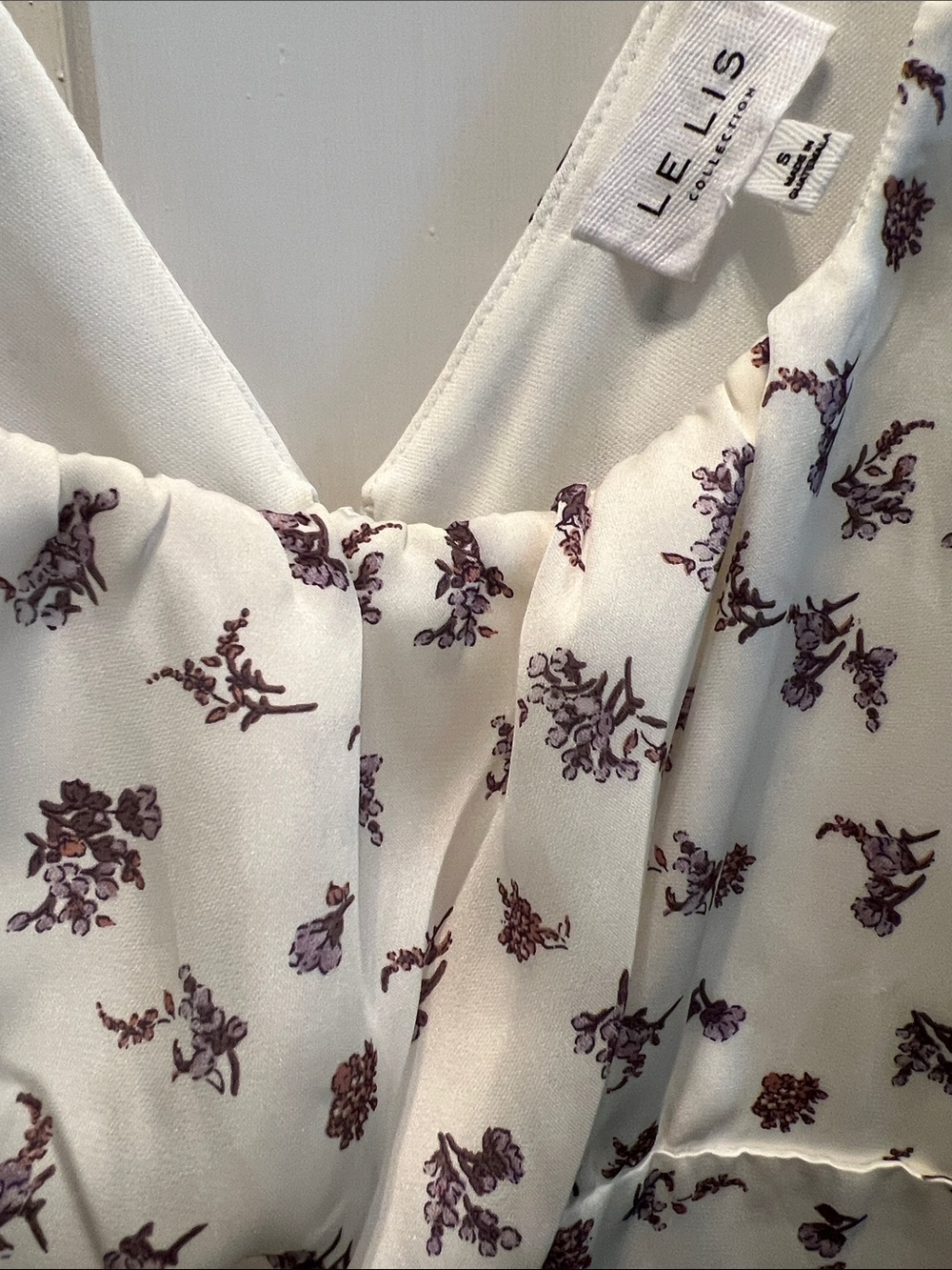 Le Lis Cream Romper with Purple Floral Print - Picture 3 of 6